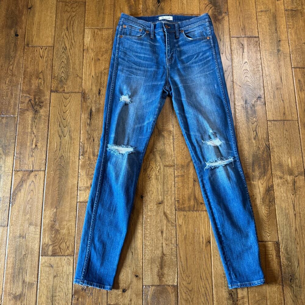 Madewell 9" High Riser Skinny Skinny Jeans Womens Sz 30 Tall Med Wash Distressed